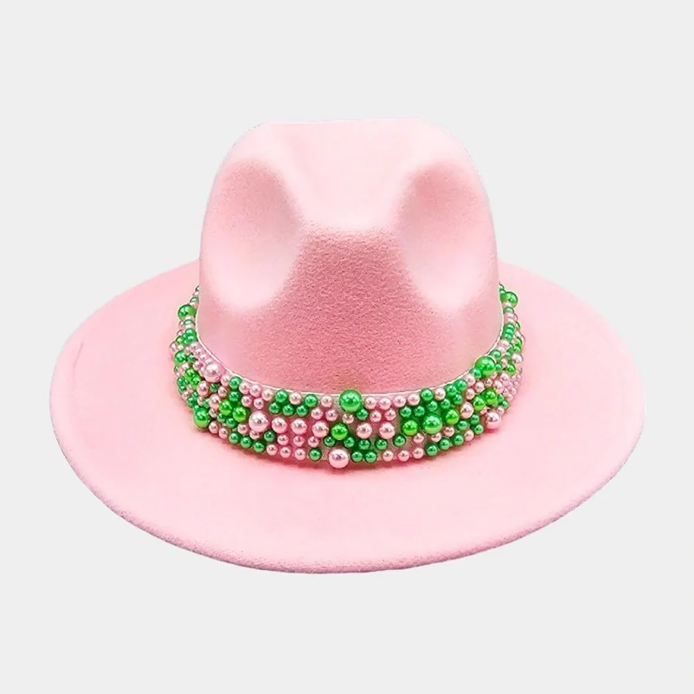 Accessories | Pearl Embellished Band Pointed Fedora Hat  display picture 2